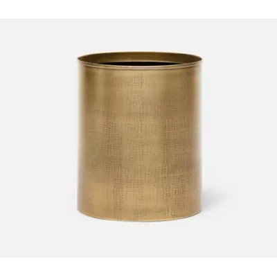 Remy Antique Brass Wastebasket Round Textured Stainless Steel