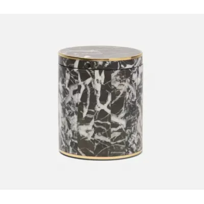 Rhodes Nero Canister Round Marble With Brass