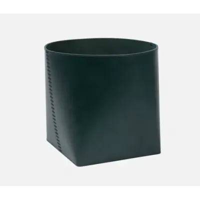 Salo Dark Teal Basket 10.5"D x 10"H, 13"D x 12"H Full-Grain Leather, Set of 2