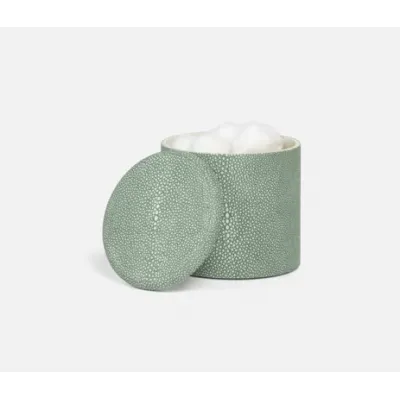 Tenby Sage Canister Round Realistic Faux Shagreen