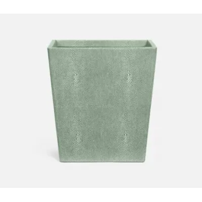 Tenby Sage Wastebasket Rectangular Tapered Realistic Faux Shagreen