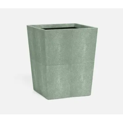 Tenby Sage Wastebasket Square Tapered Realistic Faux Shagreen