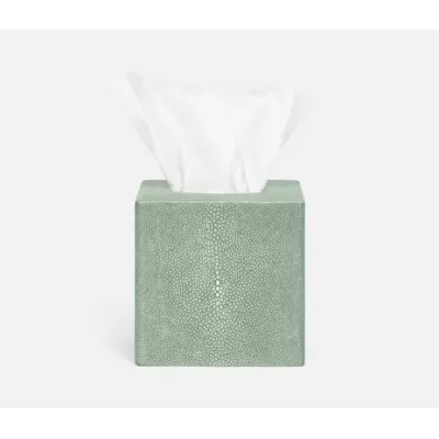 Tenby Sage Tissue Box Square Straight Realistic Faux Shagreen