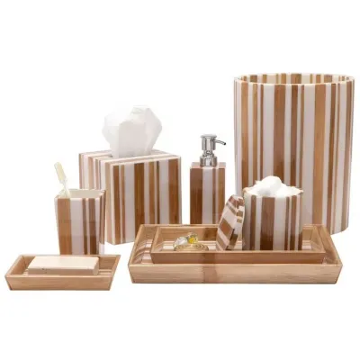 Ashford Strip Bamboo/Resin Brown/White Bath Accessories