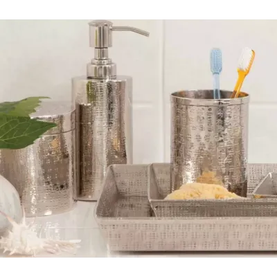 Buren Shiny Nickel Etched Metal Bath Accessories