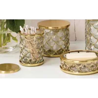 Gila Clear/Brushed Gold Glass/Brass Bath Accessories