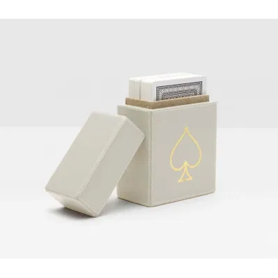 Aira Light Gray Full-Grain Leather Playing Card Box Set