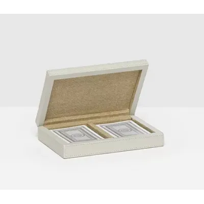 Lecco Light Gray Card Box Full-Grain Leather