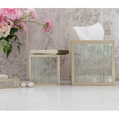 Waterford Gray Strips Painted Mirror Bath Accessories