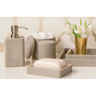 Tenby Sand Faux Shagreen Bath Accessories