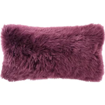 Longwool Combed Sheepskin Boysenberry Decorative Pillow 11" Lumbar