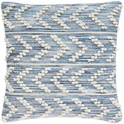 Hobnail Herringbone Blue Indoor/Outdoor Decorative Pillow 22" Square