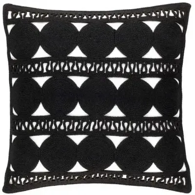 Round Turn Black Indoor/Outdoor Decorative Pillow 20" Square