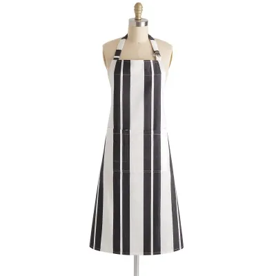 Kittery Stripe Black Apron One Size