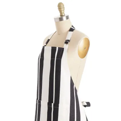 Kittery Stripe Black Apron One Size