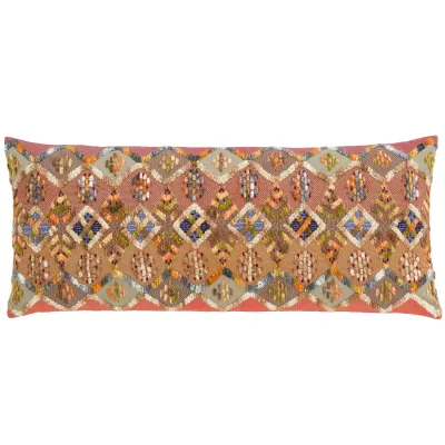 Kenya Embroidered Decorative Pillow 15" Lumbar