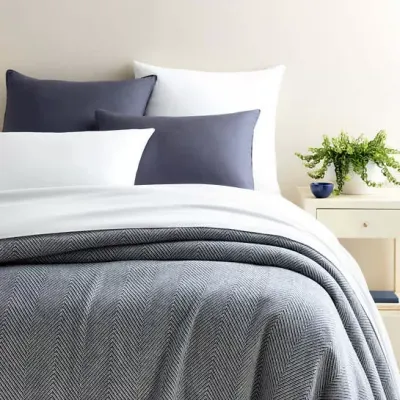 Herringbone Navy/Ivory Blankets