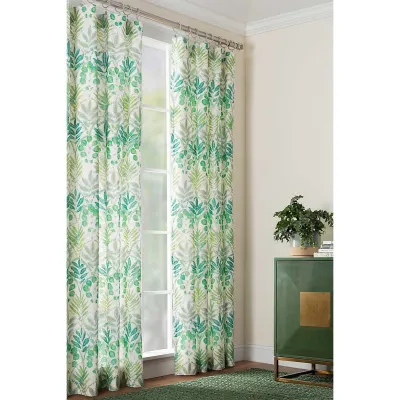 Botanical Curtain Panel Green Sky Blue