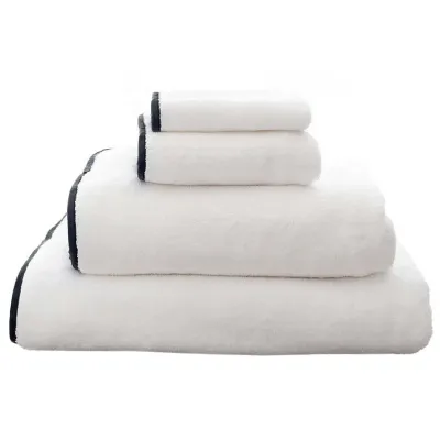 Signature Banded White/Black Bath Towels