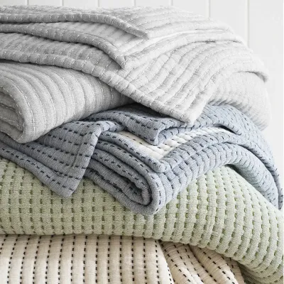 Pick Stitch Grey Matelasse Bedding