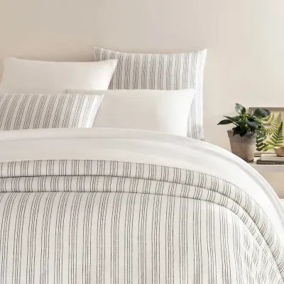 Lush Linen Stripe Charcoal Bedding