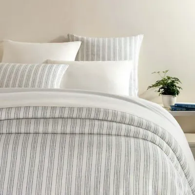 Lush Linen Stripe Slate Blue Bedding