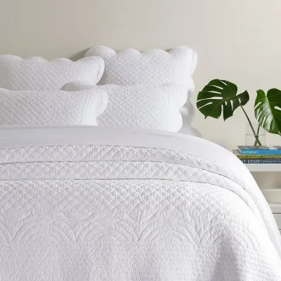 Power Shake Scallop White Quilt Bedding