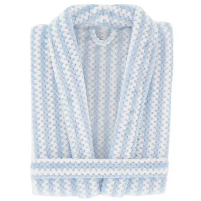 Bubble Stripe Fleece Soft Blue Robes