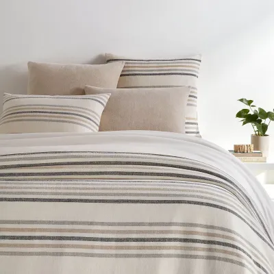 Ellison Stripe Linen Chenille Ivory Bedding