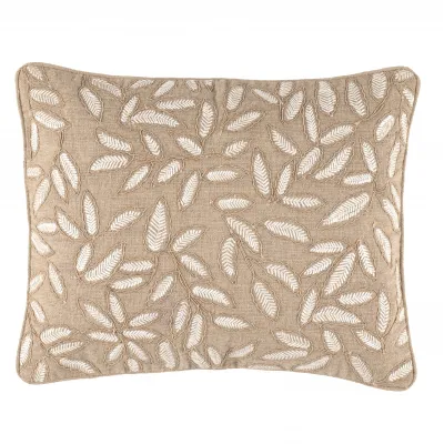 Amelia Embroidered Natural Decorative Pillow - 16" Lumbar