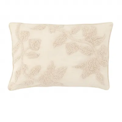 Harper Crewel Embroidered Ivory Decorative Pillow - 16" x 24"