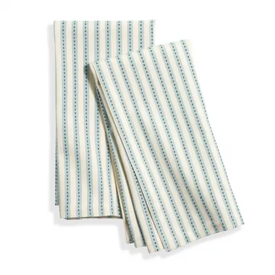 Bell Stripe Blue Tea Towel, Set of 2