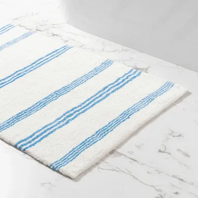 Rowe Stripe French Blue Bath Rugs