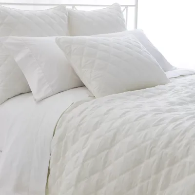 Quilted Silken Solid Ivory Bedding
