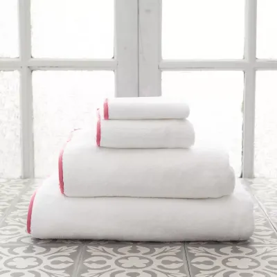 Signature Banded White/Coral Bath