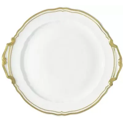 Polka Or/Gold Cake Dish With Handles Diam 9.8 in