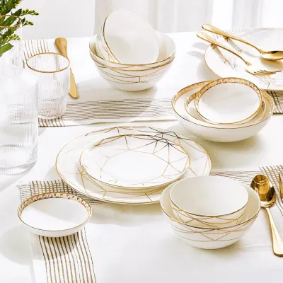 Gem Cut Gold Dinnerware