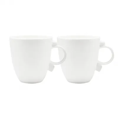 Geometrica White Mug / Coffee Cup, Set Of 2