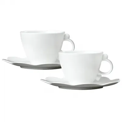 Geometrica White Tea Cup & Saucer, Set Of 2