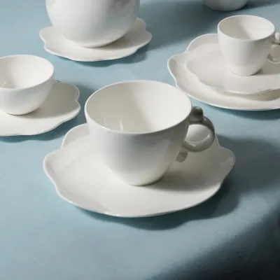 Geometrica White Tea Cup & Saucer, Set Of 2
