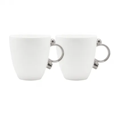 Geometrica Silver Rim Mug, Set Of 2