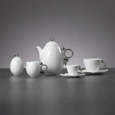 Geometrica Silver Rim Sugar & Creamer Set