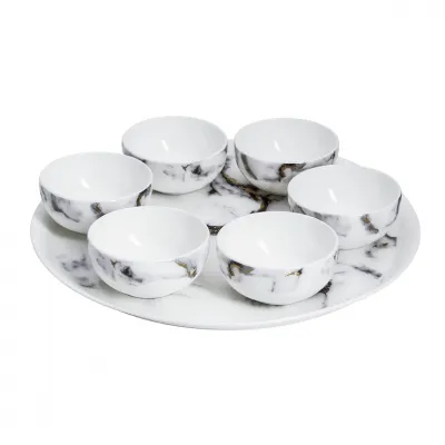 Marble Venice Fog Seder Plate / Appetizer Set
