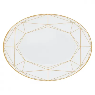 Gem Cut Gold Oval Platter 16 in