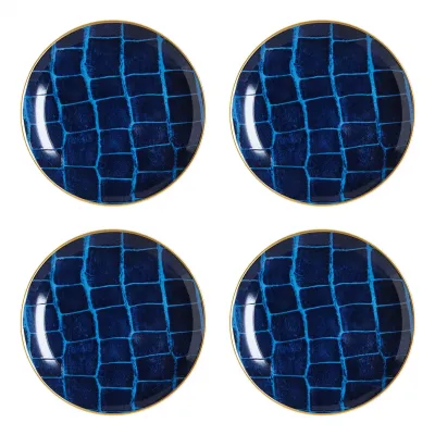 Alligator Sapphire Canape Plate, Sapphire, Set of 4 (Special Order)