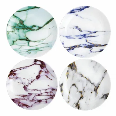 Marble Multi Color Canape Plate, Assorted, Set Of 4
