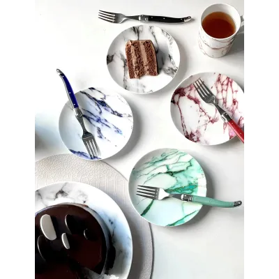 Marble Multi Color Canape Plate, Assorted, Set Of 4
