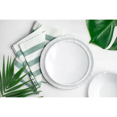 Zen Bamboo White Melamine Dinnerware