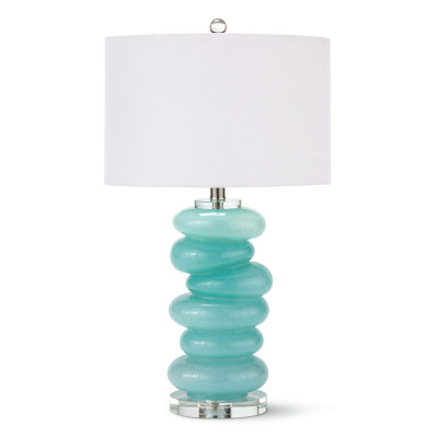 Stacked Pebble Glass Table Lamp Aqua