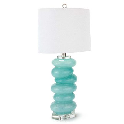 Stacked Pebble Glass Table Lamp Aqua